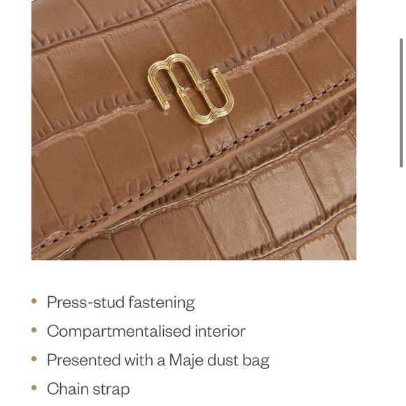 NEW ⚡️ MAJE Croc-Embossed Leather Wallet on Chain - Picture 5 of 9